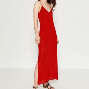 zara red long dress